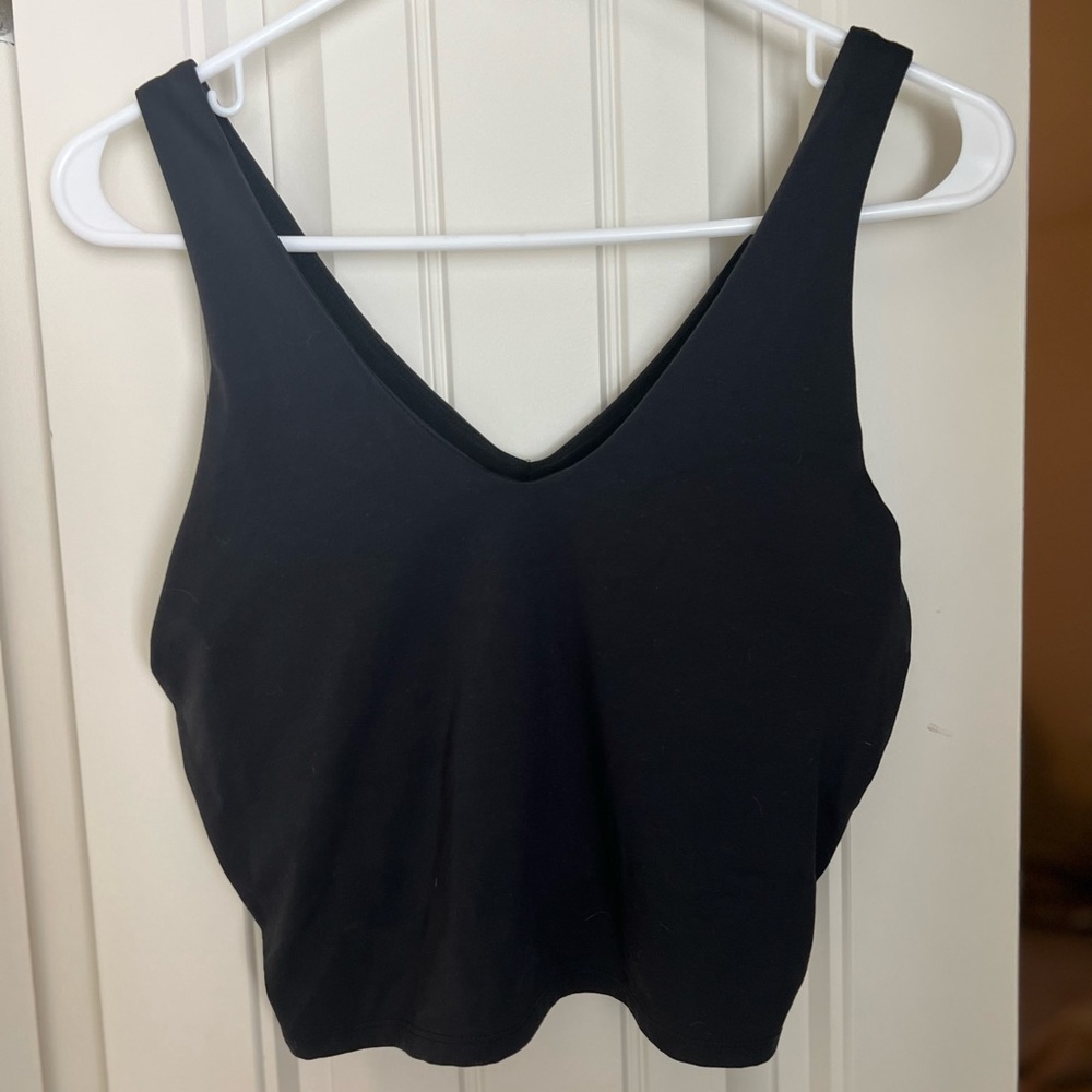 Women's Light Support V-Neck Cropped Sports Bra. All in Motion. -Black